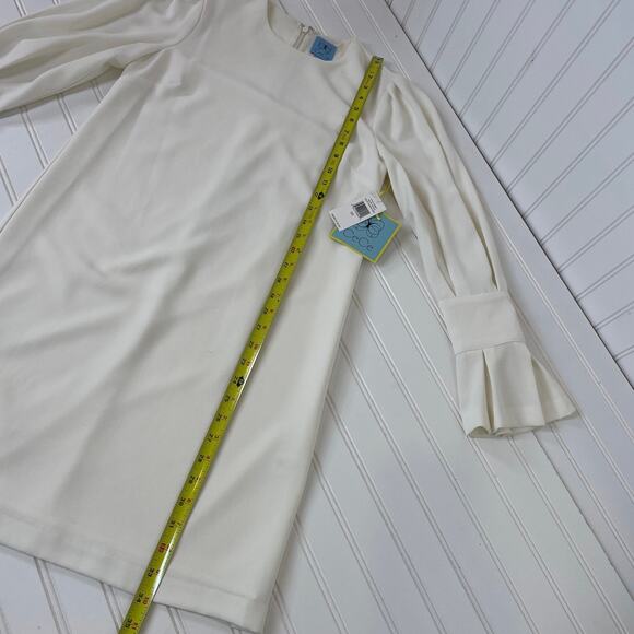 NWT CeCe Womens Optique White Velvet Petals Long Sleeve Mini Shift Dress Size XS - Picture 4 of 8